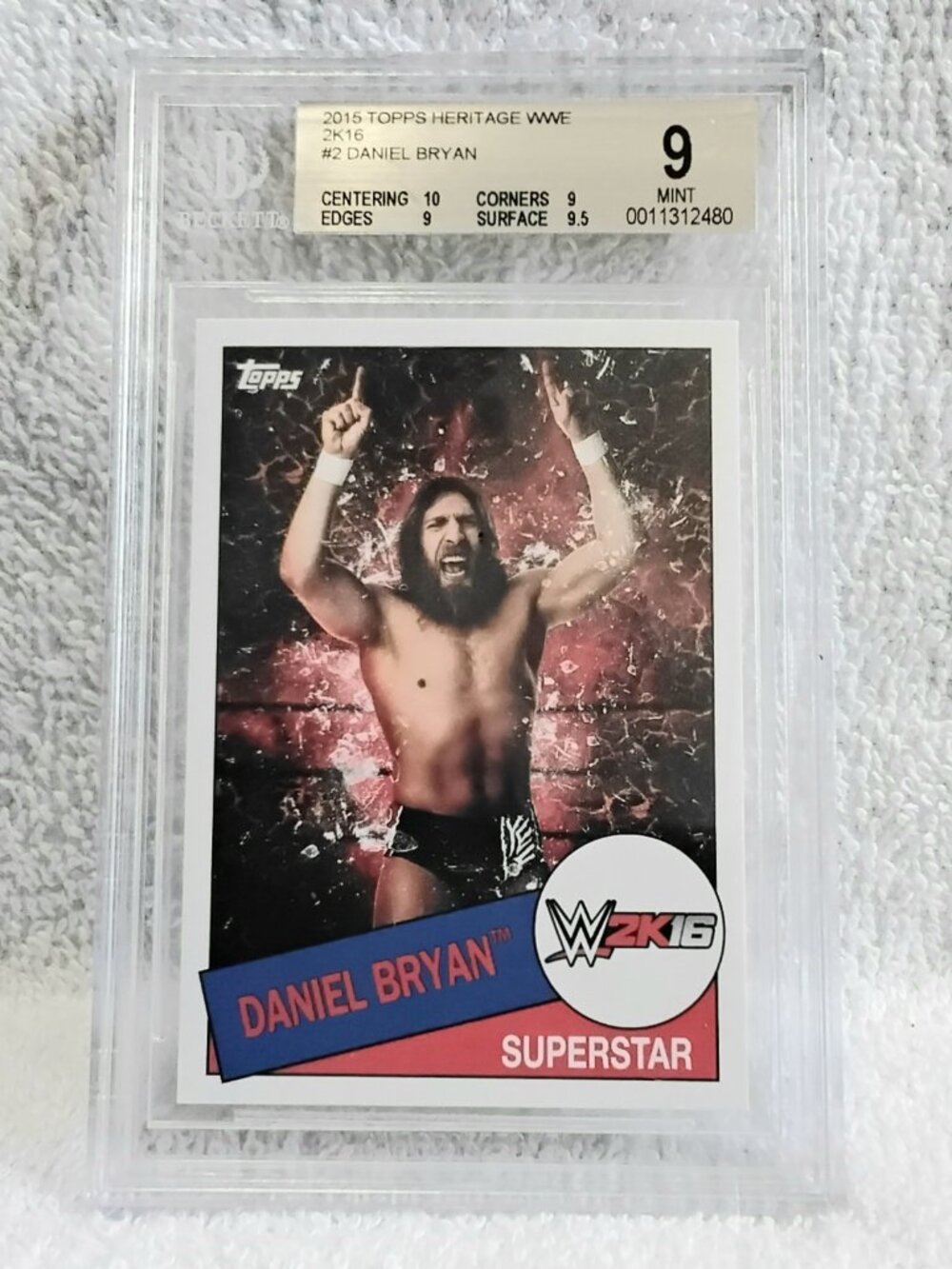 Graded 9 Mint 2015 Topps Heritage Daniel Bryan WWE Superstar Rookie Card 2!!
